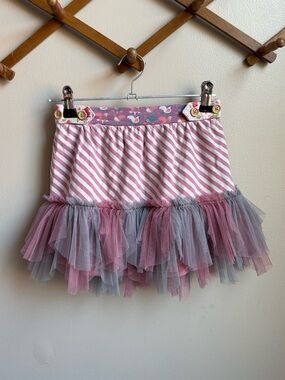 Matilda Jane Tutu Skirt – Size 6 – Pink Striped with Gray & Mauve Tulle